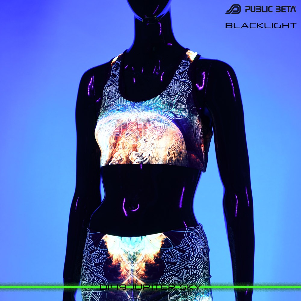 Jupiter Sky Psychedelc Clothing for Psychedelic Yogis, UV Active prints by Public Beta Wear
