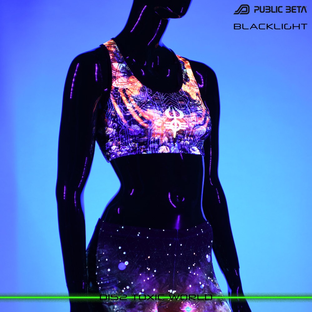 Toxic World Psychedelc Clothing for Psychedelic Yogis, UV Active prints by Public Beta Wear
