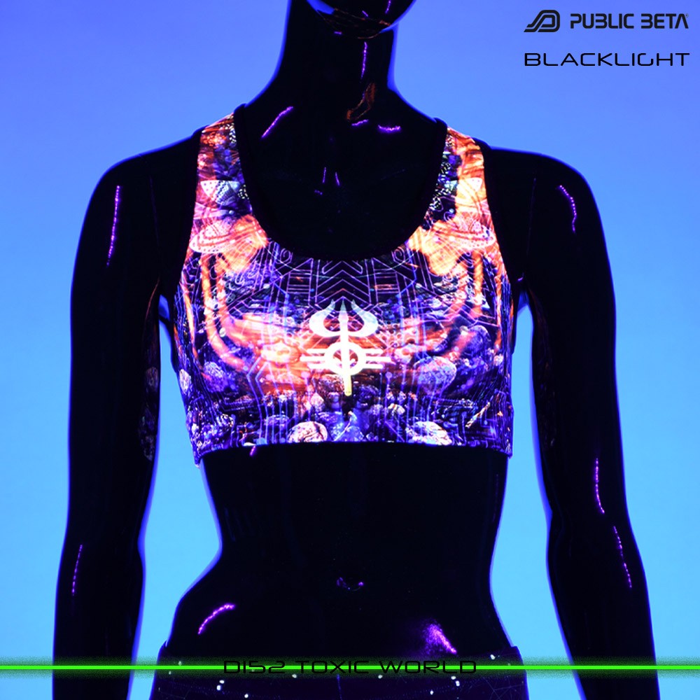 Toxic World Psychedelc Clothing for Psychedelic Yogis, UV Active prints by Public Beta Wear