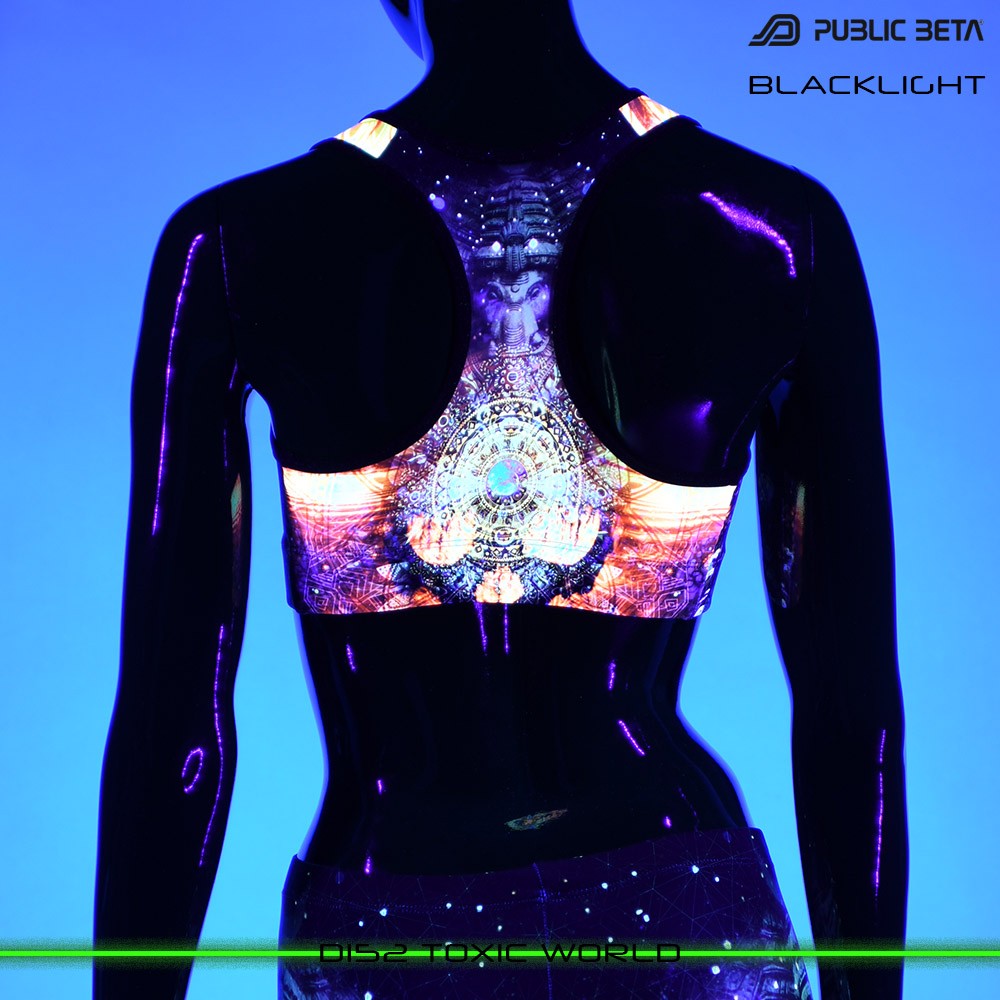 Toxic World Psychedelc Clothing for Psychedelic Yogis, UV Active prints by Public Beta Wear