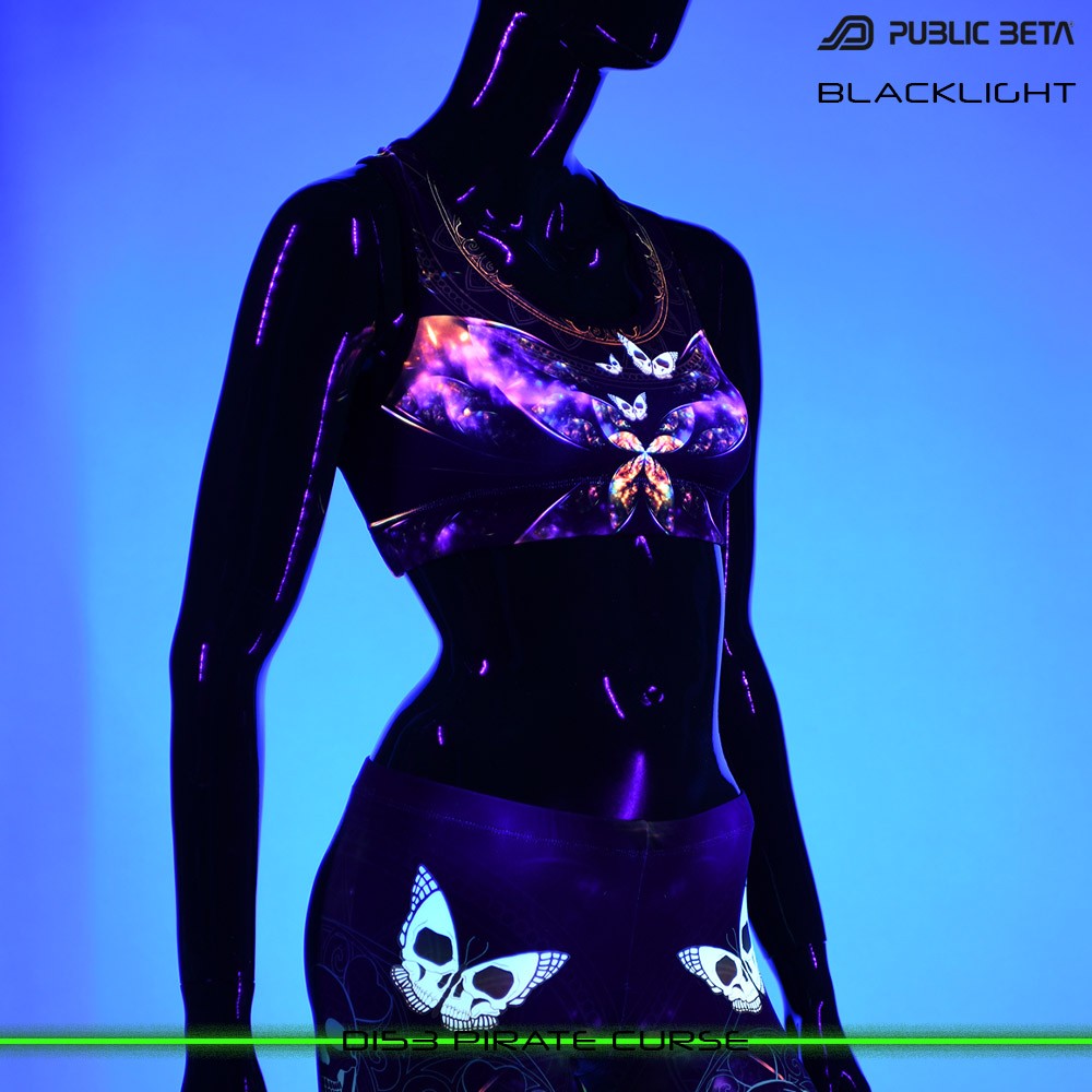 Pirate Curse Psychedelc Clothing for Psychedelic Yogis, UV Active prints by Public Beta Wear