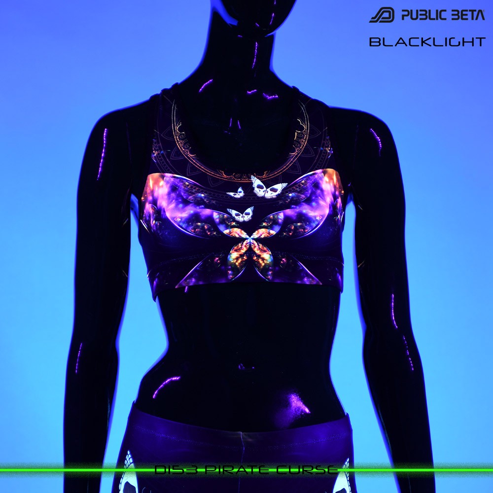 Pirate Curse Psychedelc Clothing for Psychedelic Yogis, UV Active prints by Public Beta Wear