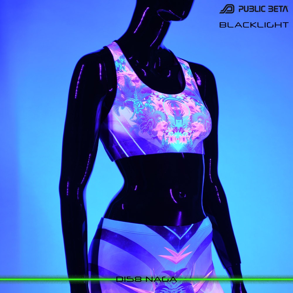 Naga Psychedelc Clothing for Psychedelic Yogis, UV Active prints by Public Beta Wear