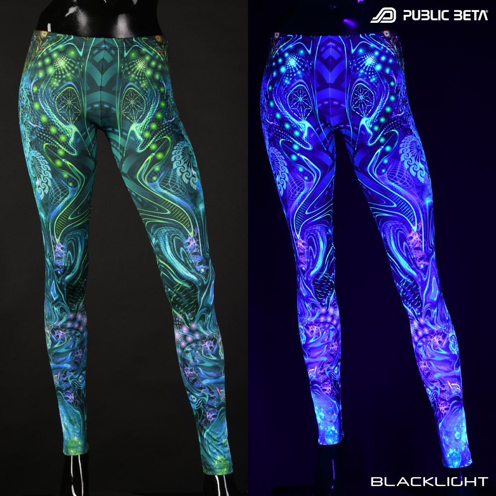 Mind Connection Blacklight Psytrance Leggings by Public Beta Wear