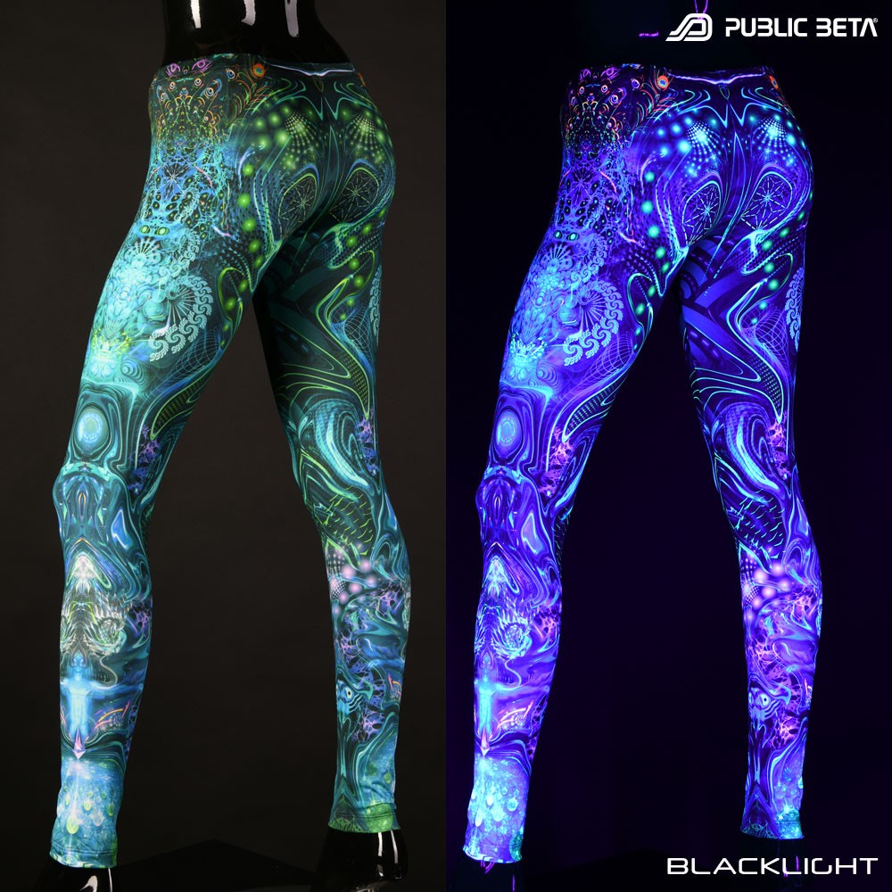 Mind Connection Blacklight Psytrance Leggings by Public Beta Wear