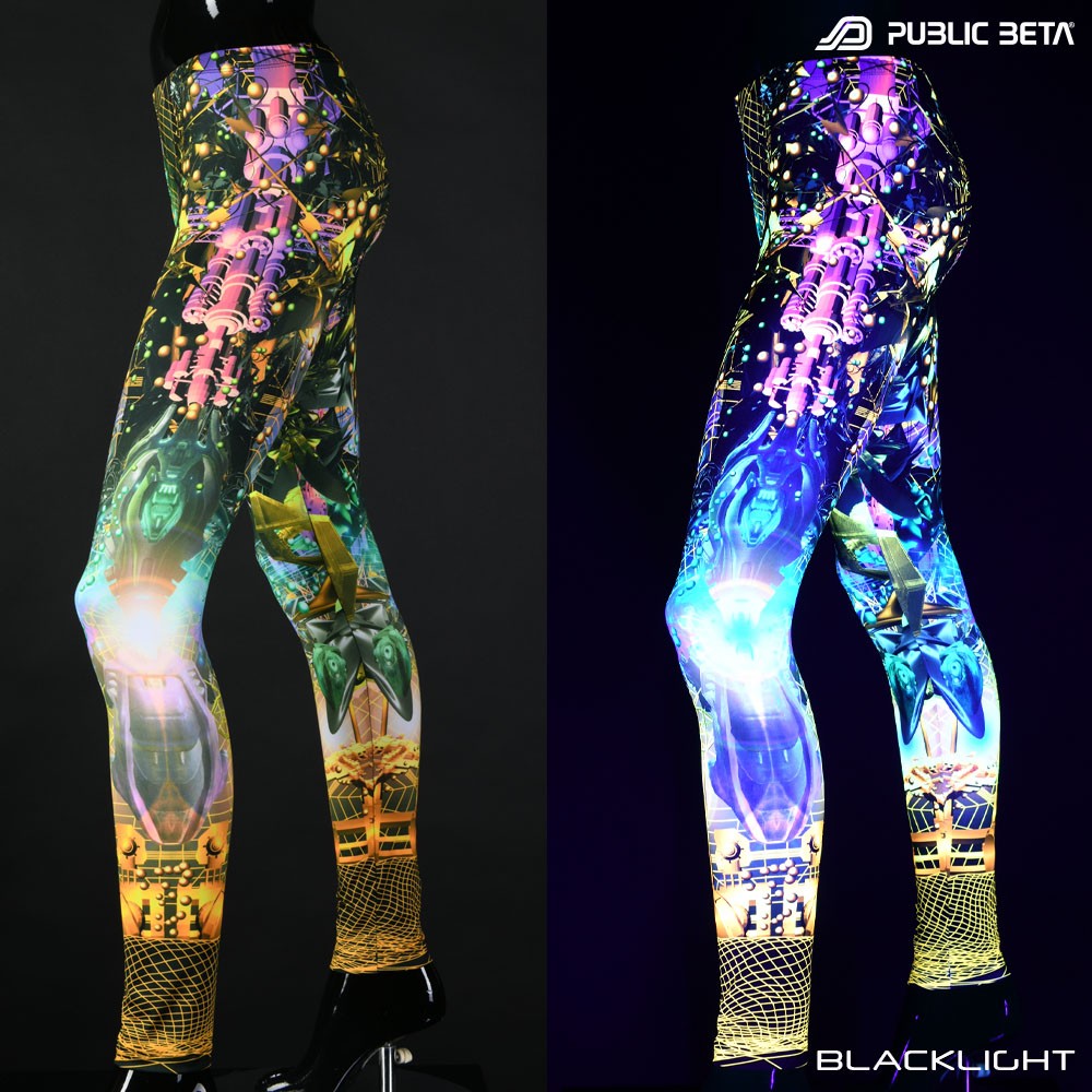 Ziggurat Blacklight Psytrance Leggings by Public Beta Wear
