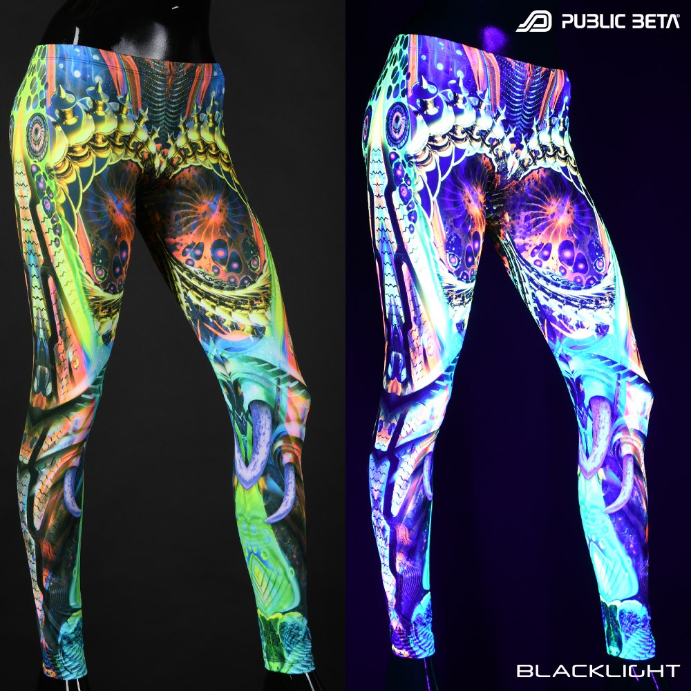 Jungle Genie Psytrance Blacklight Leggings by Public Beta Wear