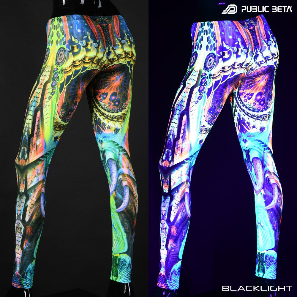Jungle Genie Psytrance Blacklight Leggings by Public Beta Wear