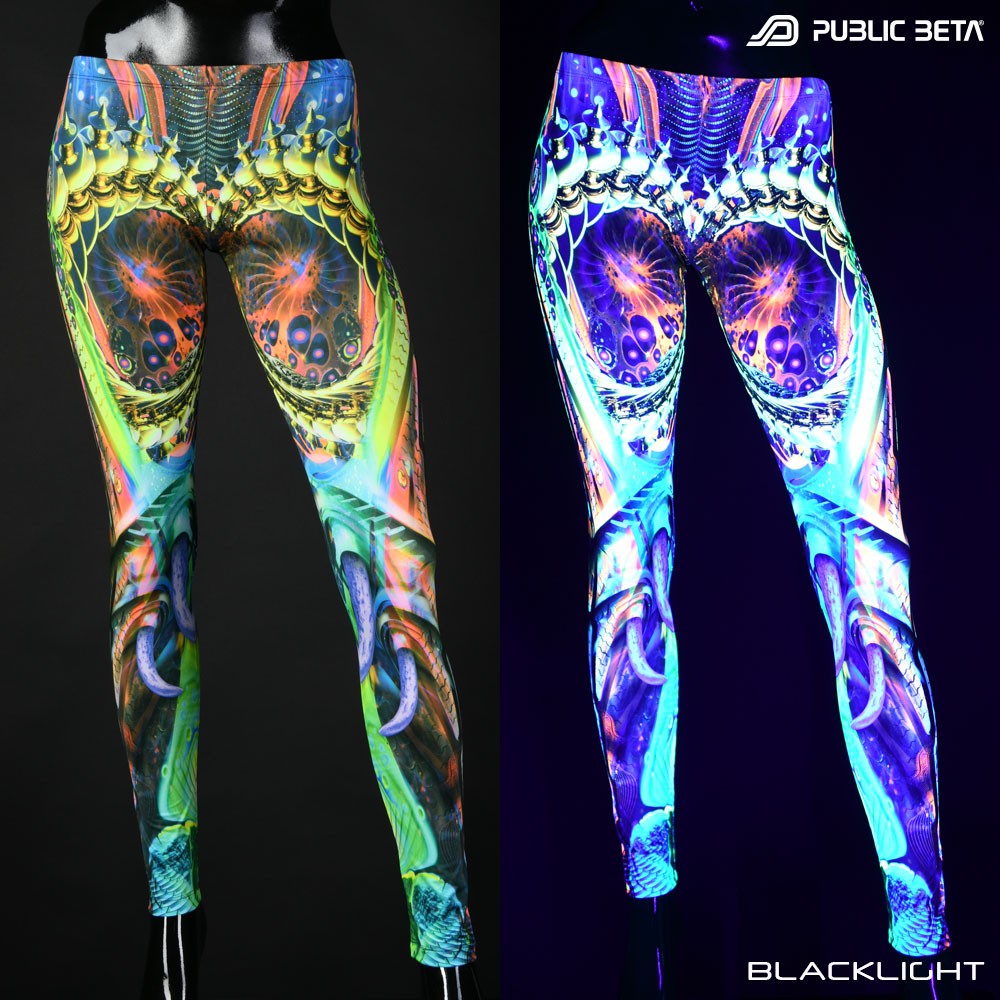Jungle Genie Psytrance Blacklight Leggings by Public Beta Wear