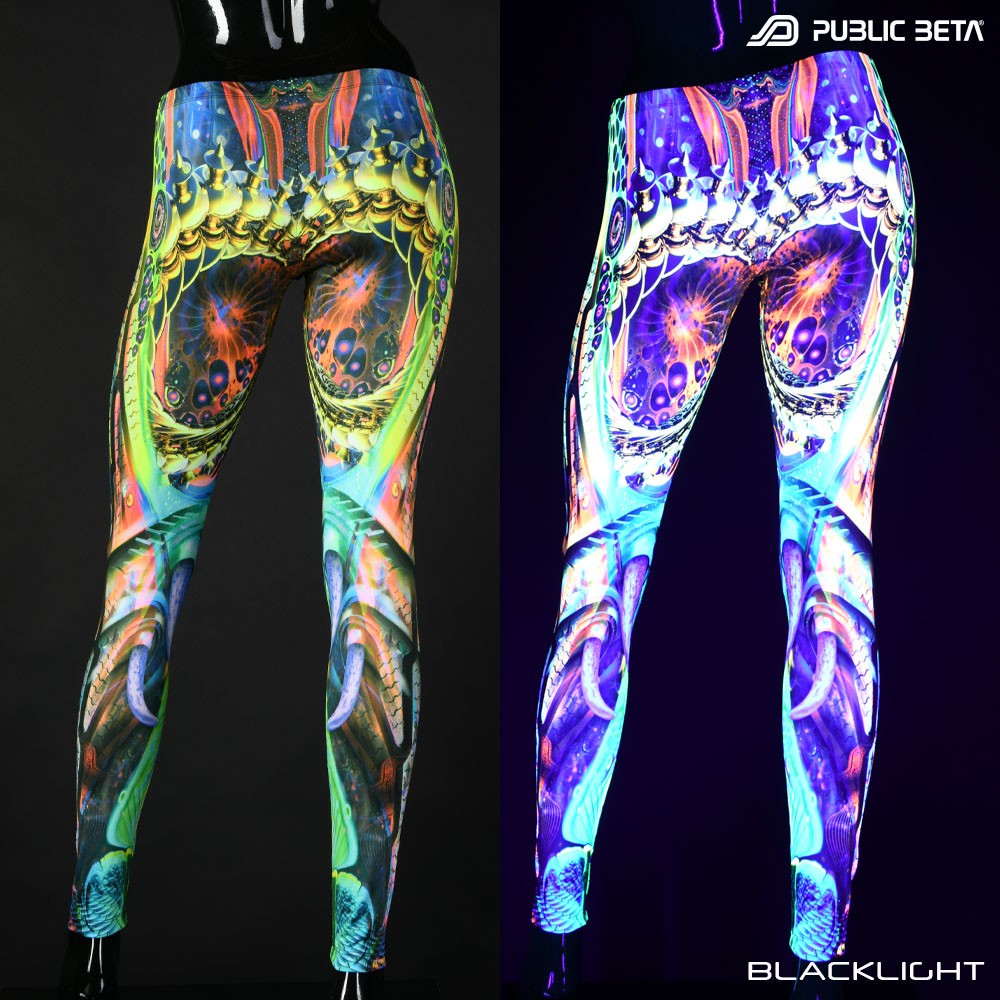 Jungle Genie Psytrance Blacklight Leggings by Public Beta Wear