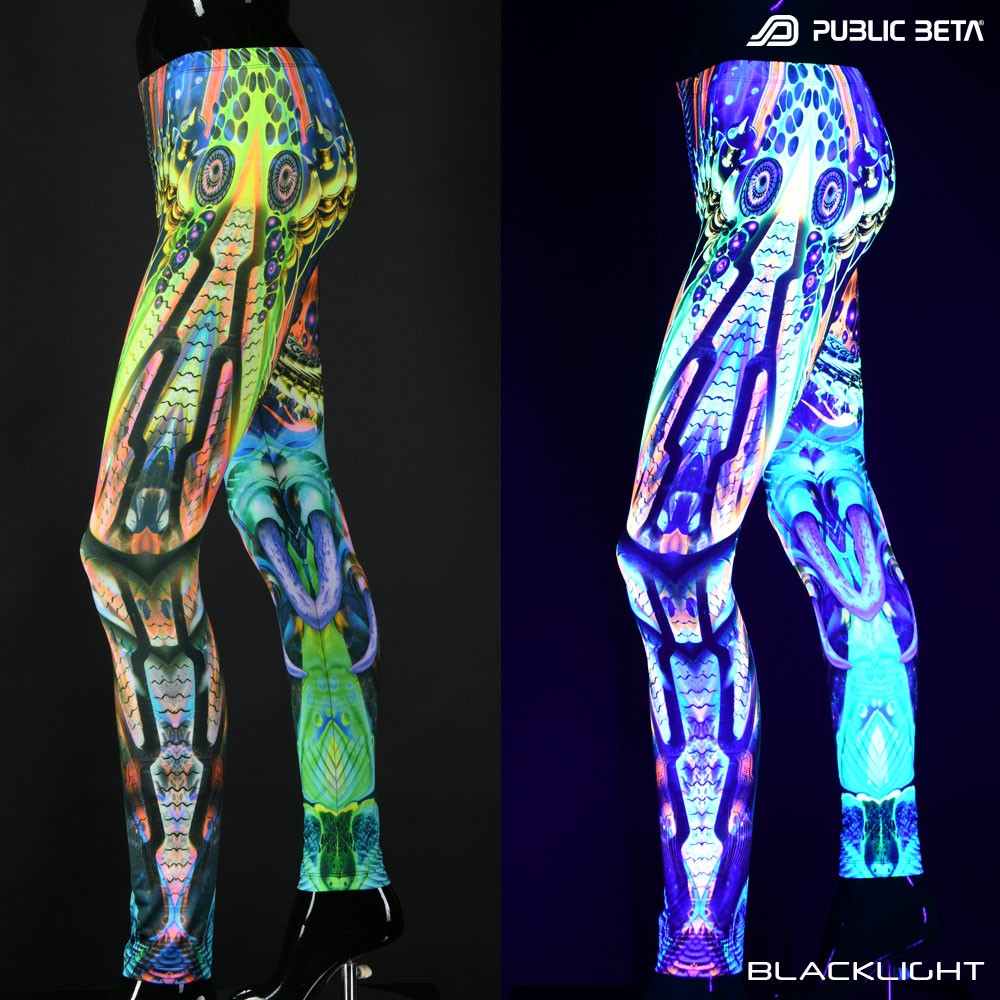 Jungle Genie Psytrance Blacklight Leggings by Public Beta Wear