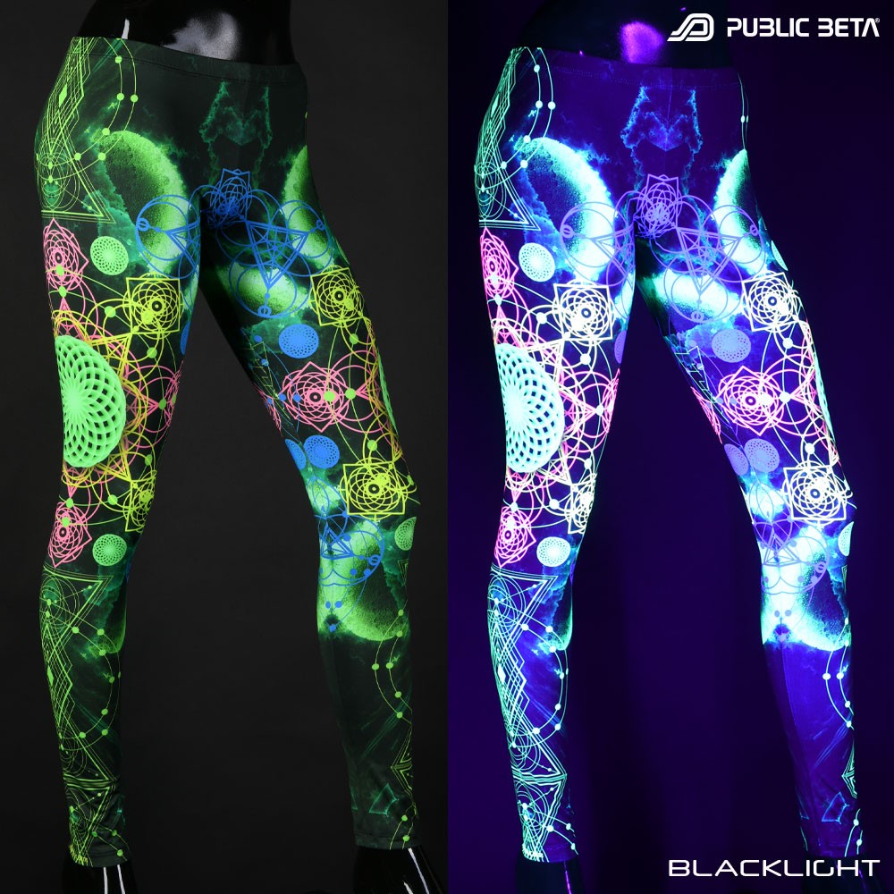 Vajra Psychedelic Trance Blacklight Leggings by Public Beta Wear