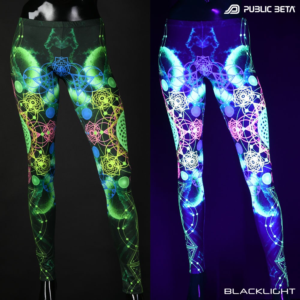 Vajra Psychedelic Trance Blacklight Leggings by Public Beta Wear