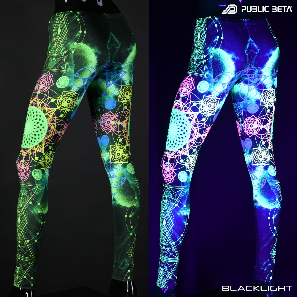 Vajra Psychedelic Trance Blacklight Leggings by Public Beta Wear