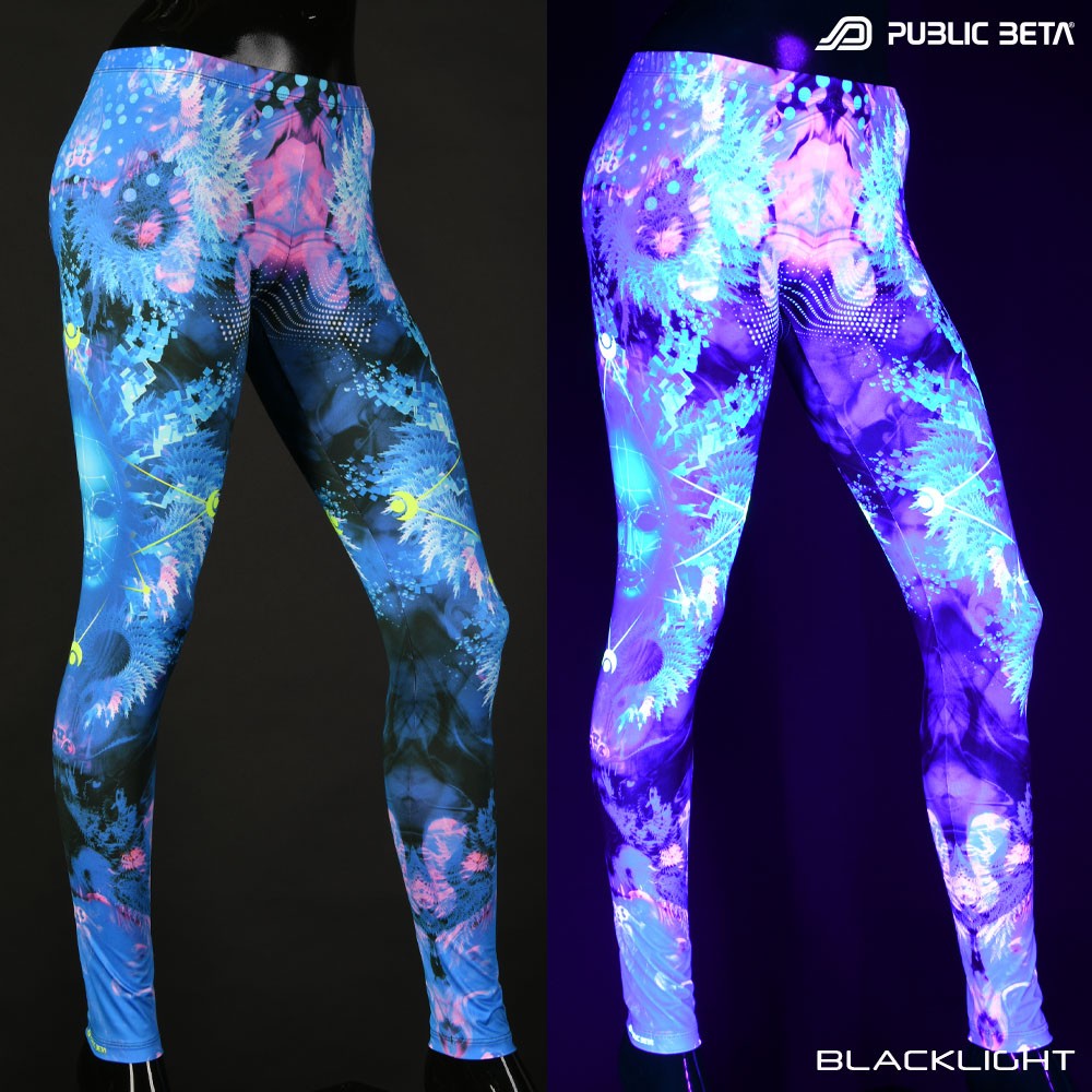 Resonance Psychedelic Trance Blacklight Leggings by Public Beta Wear