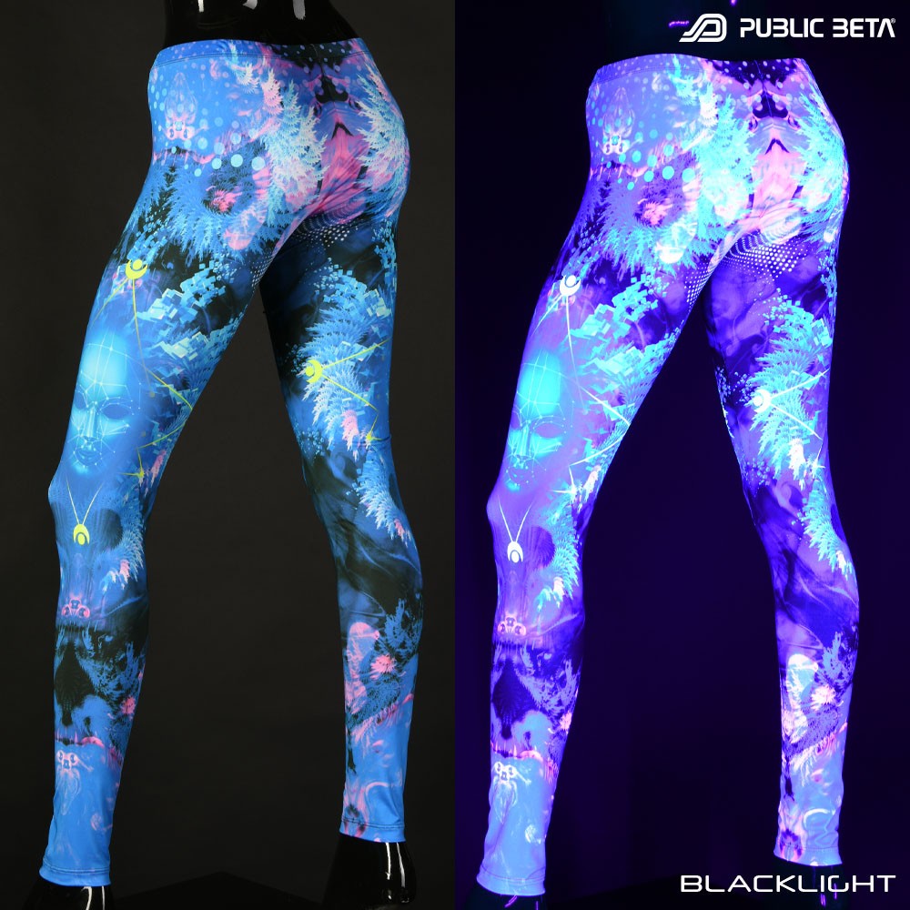 Resonance Psychedelic Trance Blacklight Leggings by Public Beta Wear
