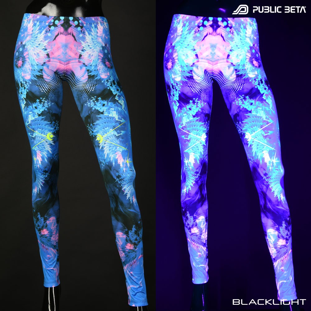 Resonance Psychedelic Trance Blacklight Leggings by Public Beta Wear