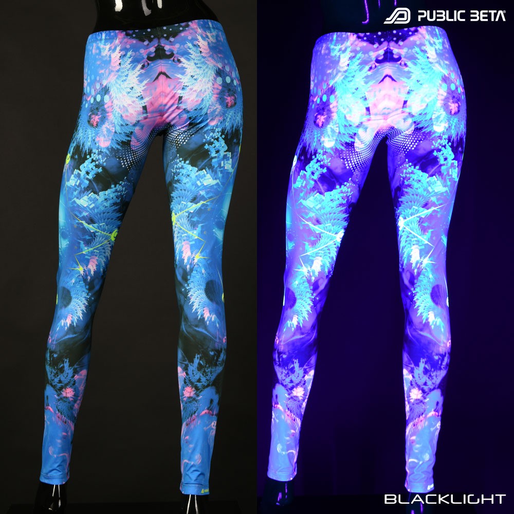 Resonance Psychedelic Trance Blacklight Leggings by Public Beta Wear