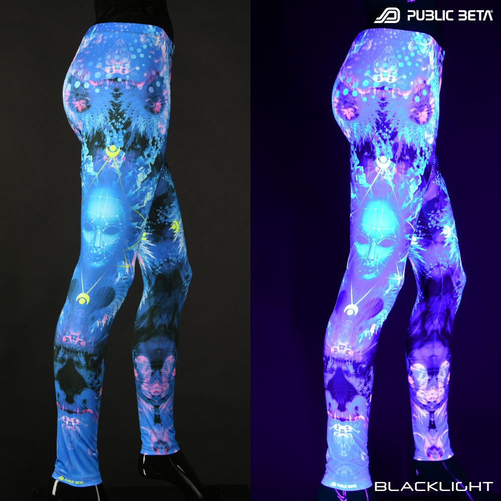 Resonance Psychedelic Trance Blacklight Leggings by Public Beta Wear