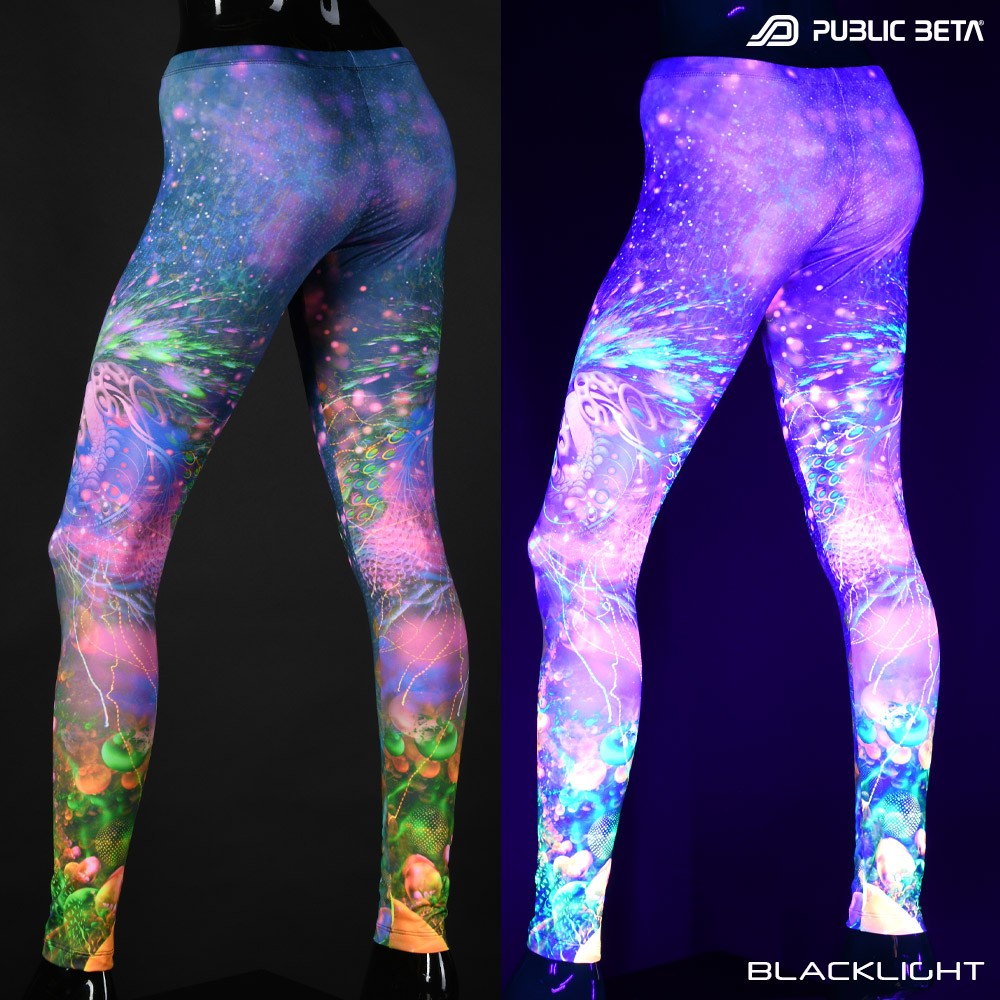 Metamorphosis Psytrance Blacklight Leggings by Public Veta Wear