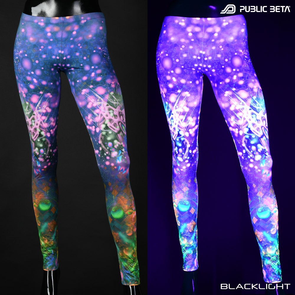 Metamorphosis Psytrance Blacklight Leggings by Public Veta Wear