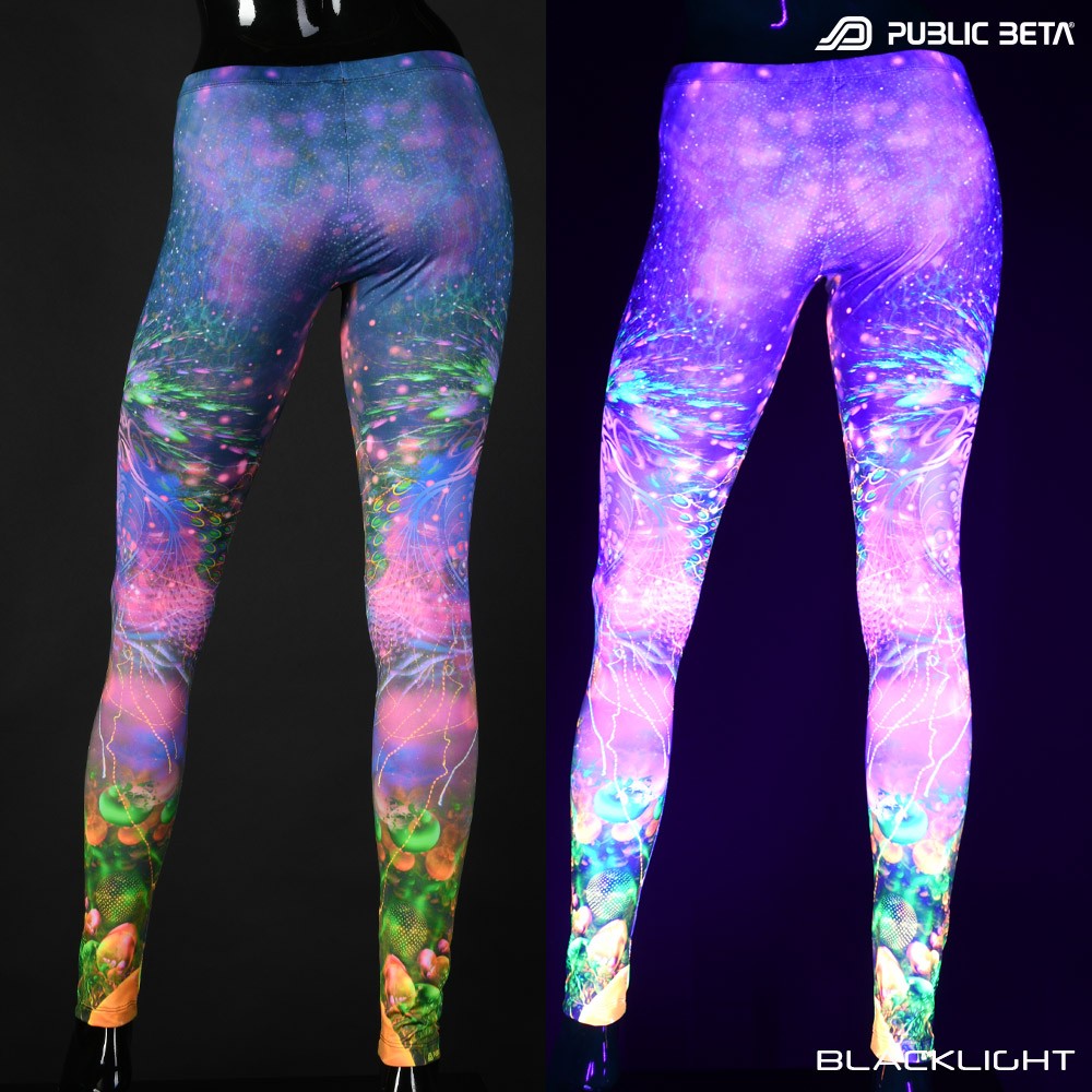 Metamorphosis Psytrance Blacklight Leggings by Public Veta Wear