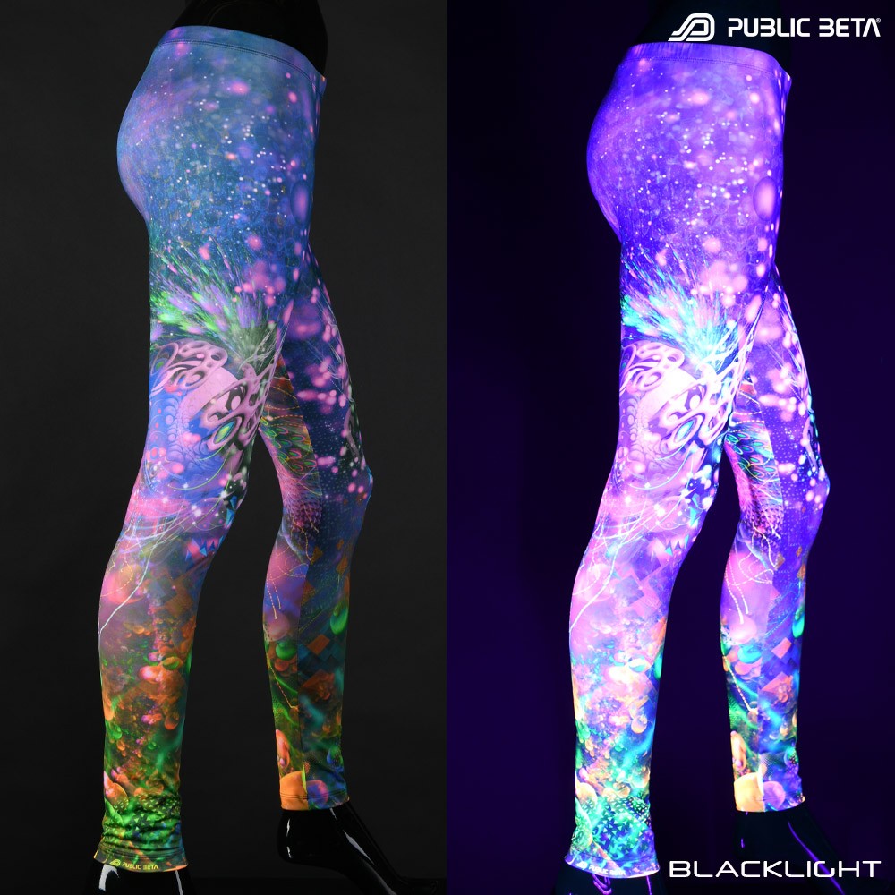 Metamorphosis Psytrance Blacklight Leggings by Public Veta Wear