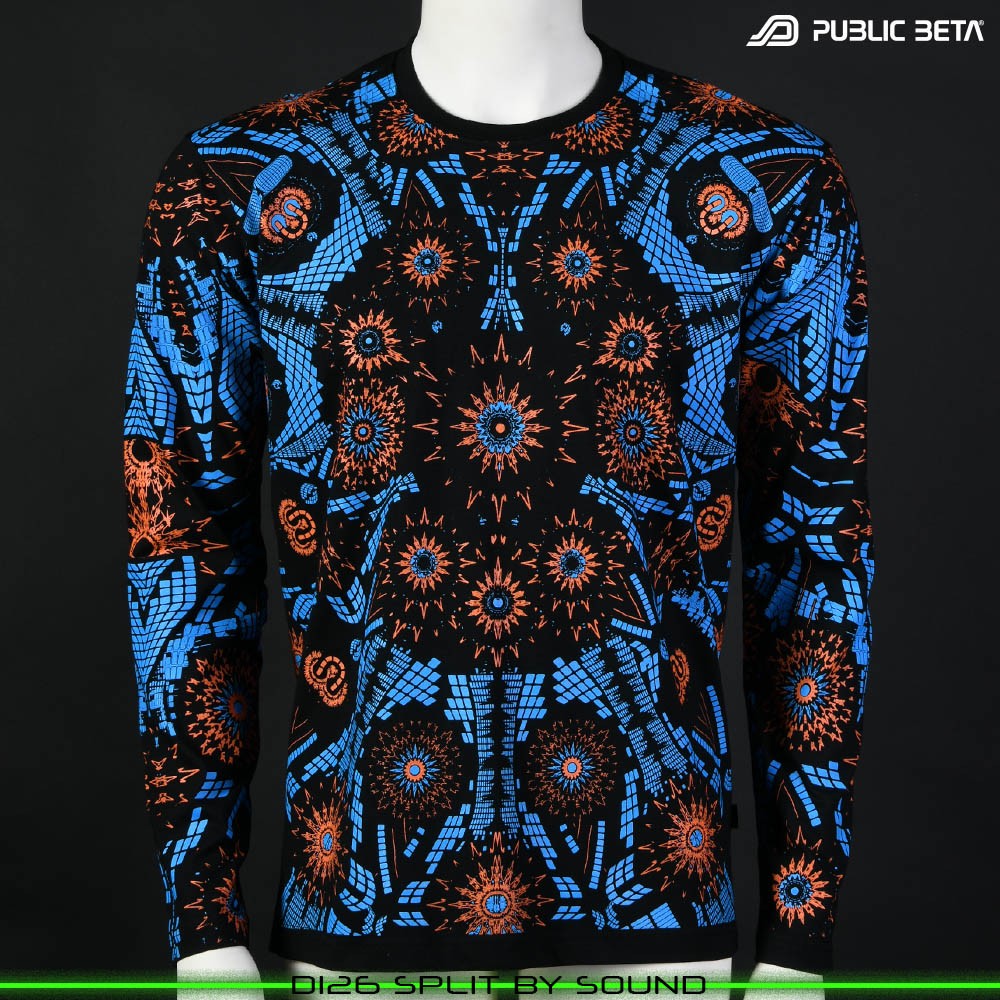 Split by Sound 100% Cotton Longsleeve Shirt with UV Active Print by Public Beta Wear