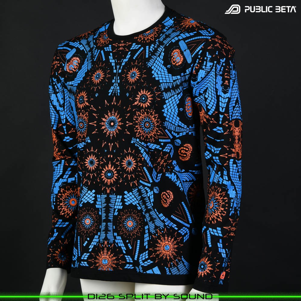 Split by Sound 100% Cotton Longsleeve Shirt with UV Active Print by Public Beta Wear