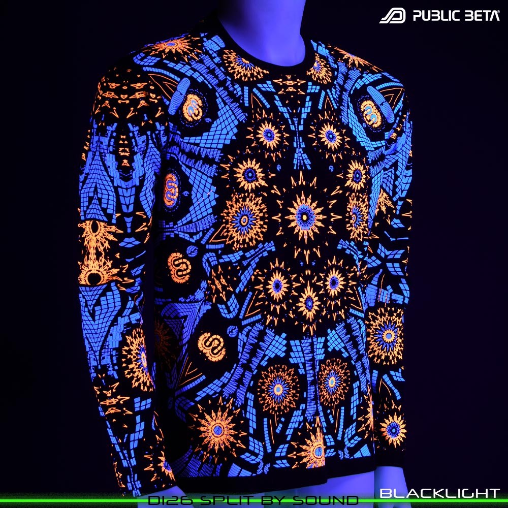 Split by Sound 100% Cotton Longsleeve Shirt with UV Active Print by Public Beta Wear