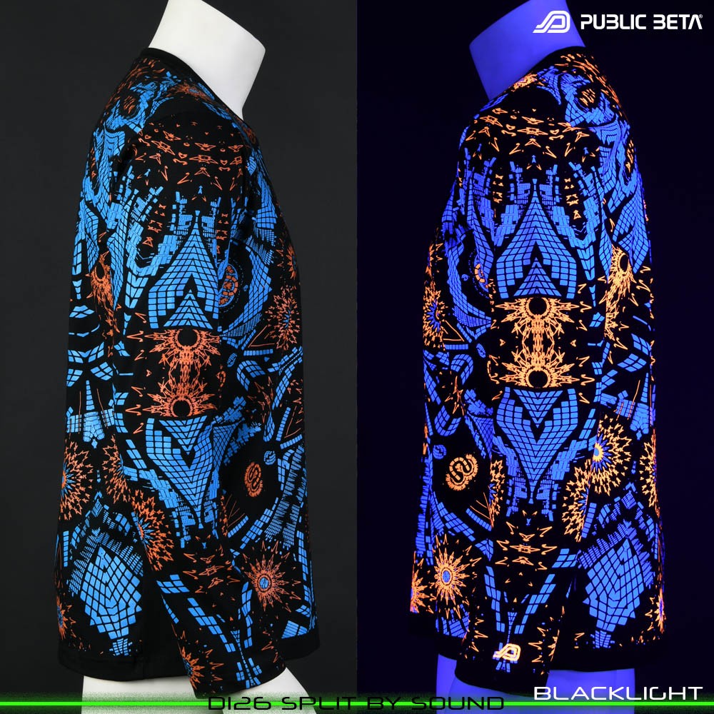 Split by Sound 100% Cotton Longsleeve Shirt with UV Active Print by Public Beta Wear