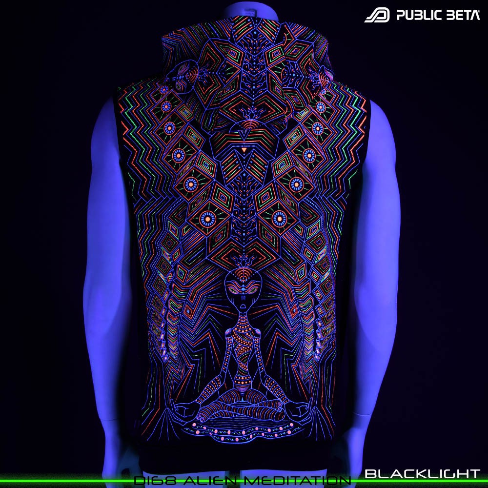 Spectral Engine 100% Cotton Hooded Vest with Zipper and Pockets. Made in Europe Psywear by Public Beta Wear