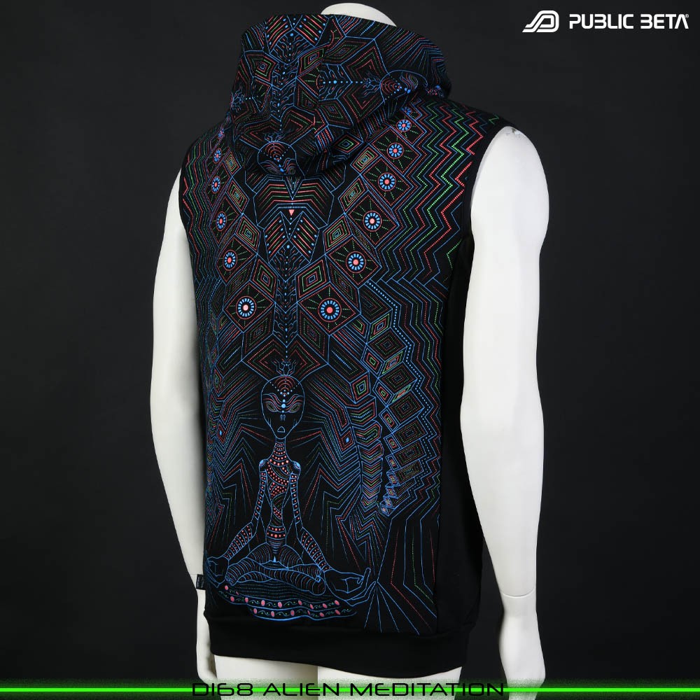 Spectral Engine 100% Cotton Hooded Vest with Zipper and Pockets. Made in Europe Psywear by Public Beta Wear