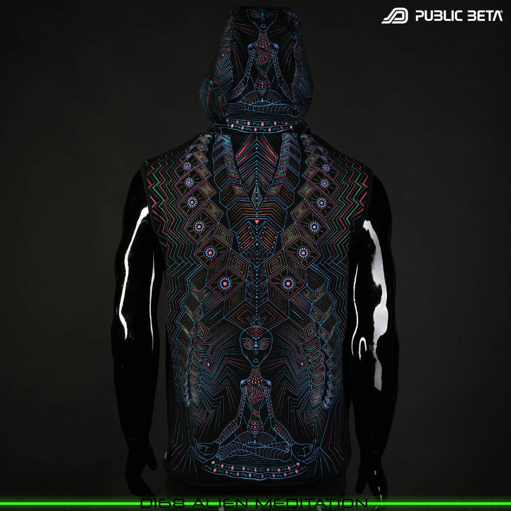 Spectral Engine 100% Cotton Hooded Vest with Zipper and Pockets. Made in Europe Psywear by Public Beta Wear