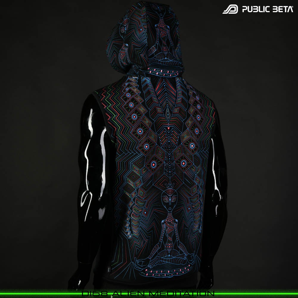 Spectral Engine 100% Cotton Hooded Vest with Zipper and Pockets. Made in Europe Psywear by Public Beta Wear