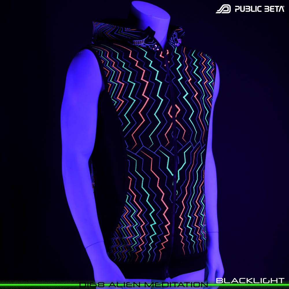 Spectral Engine 100% Cotton Hooded Vest with Zipper and Pockets. Made in Europe Psywear by Public Beta Wear