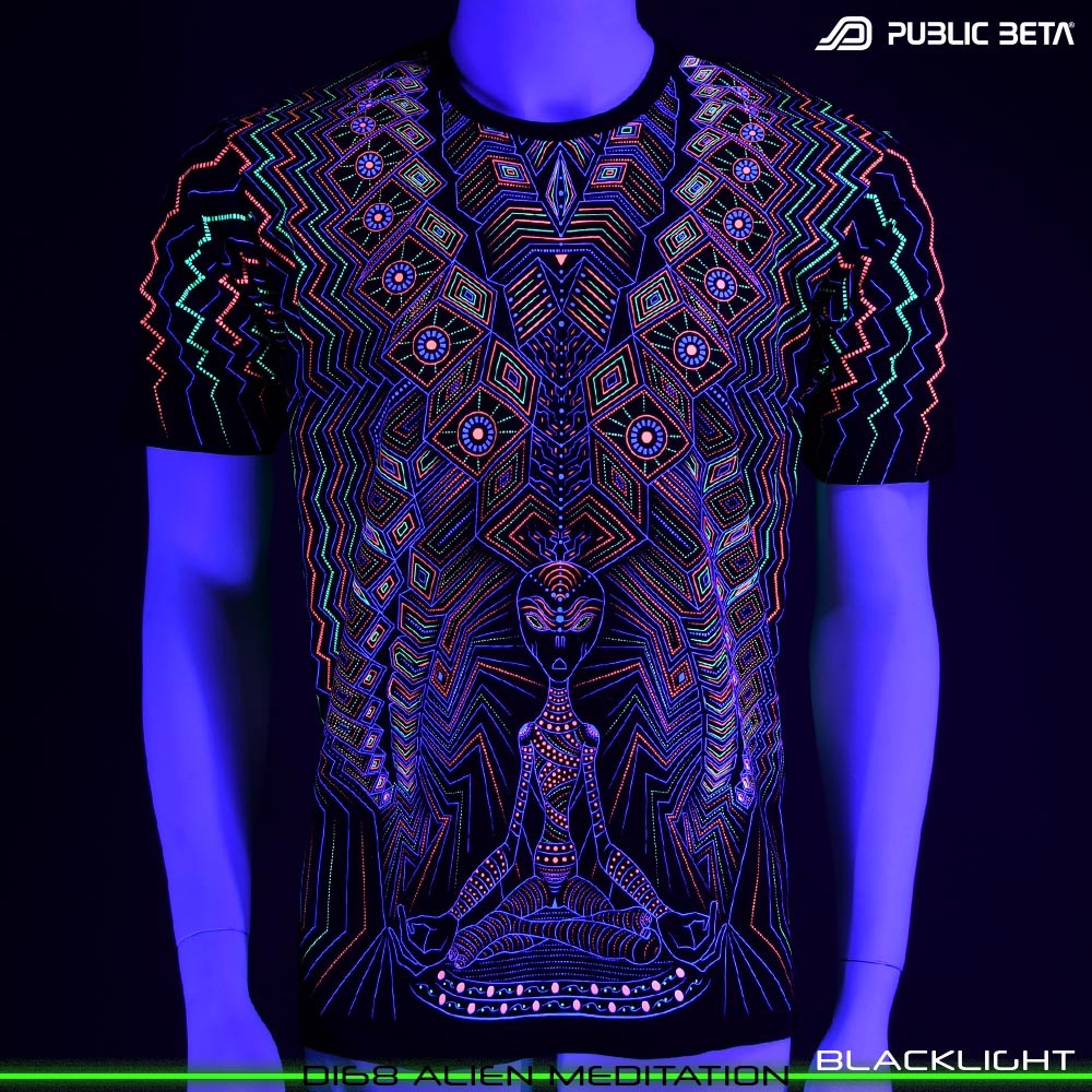 Alien Meditation D168 UV T-Shirt / Blacklight Active Psy T-Shirt