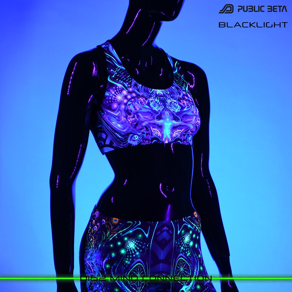 D162 Mind Connection Psychedelc Clothing for Psychedelic Yogis, UV Active prints by Public Beta Wear