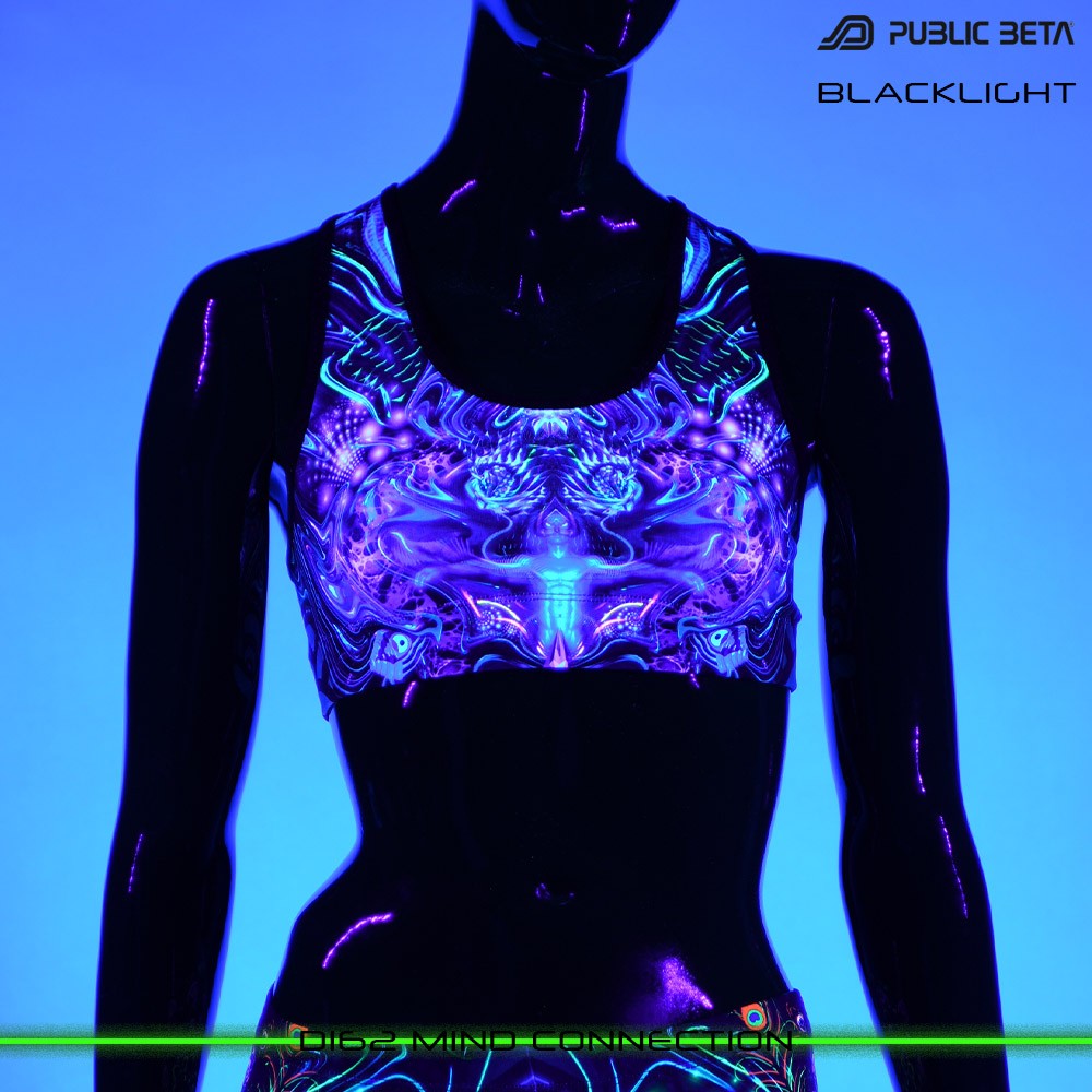 D162 Mind Connection Psychedelc Clothing for Psychedelic Yogis, UV Active prints by Public Beta Wear