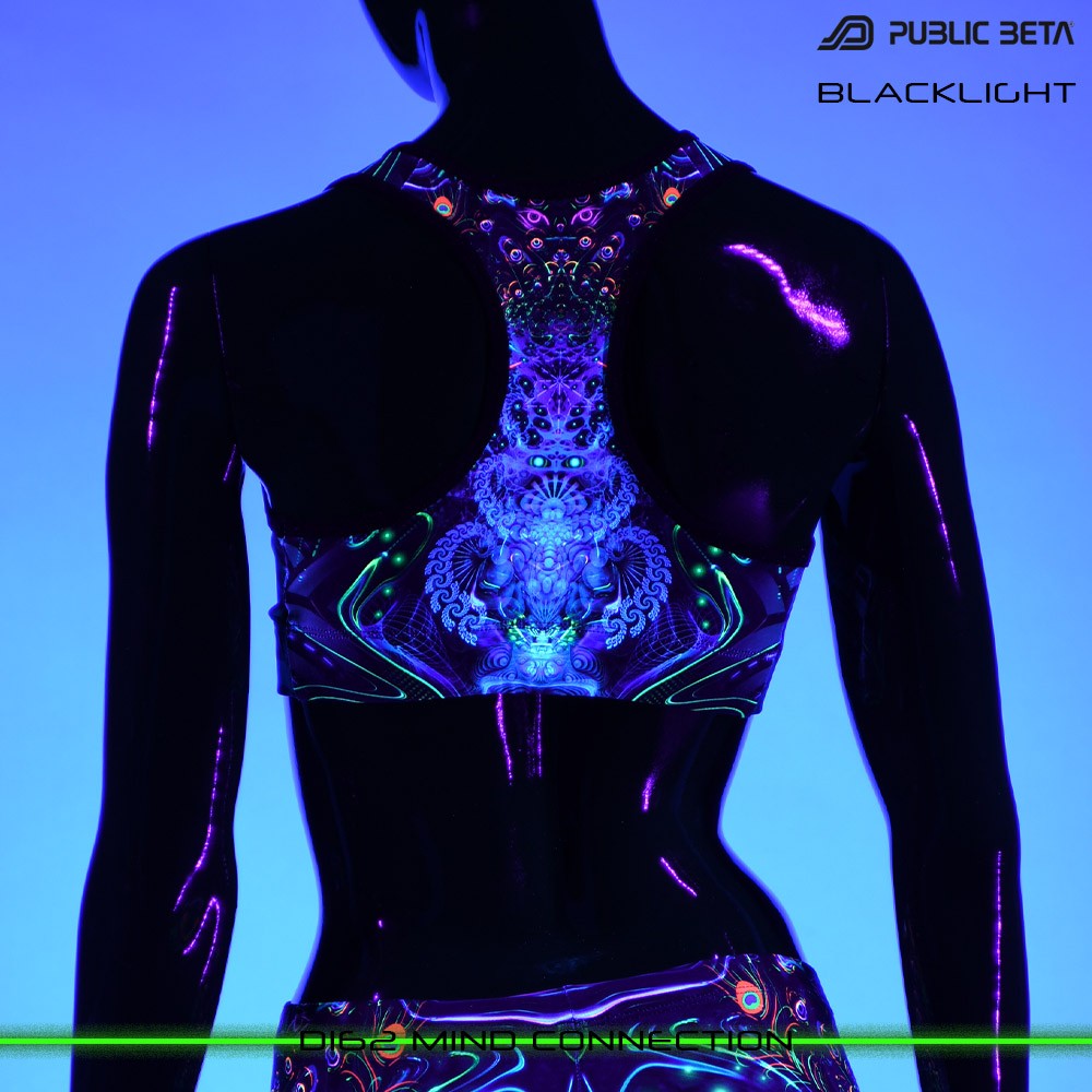 D162 Mind Connection Psychedelc Clothing for Psychedelic Yogis, UV Active prints by Public Beta Wear