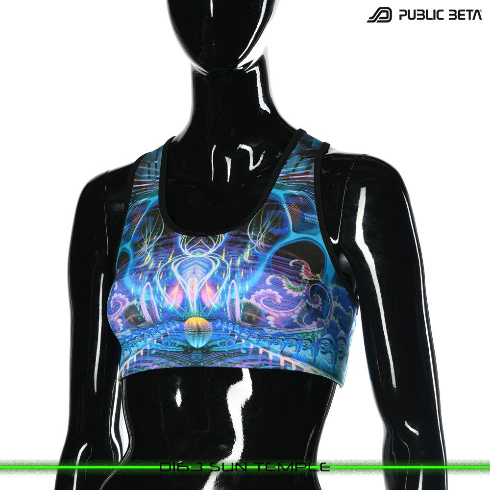 D163 Sun Temple Psychedelc Clothing for Psychedelic Yogis, UV Active prints by Public Beta Wear
