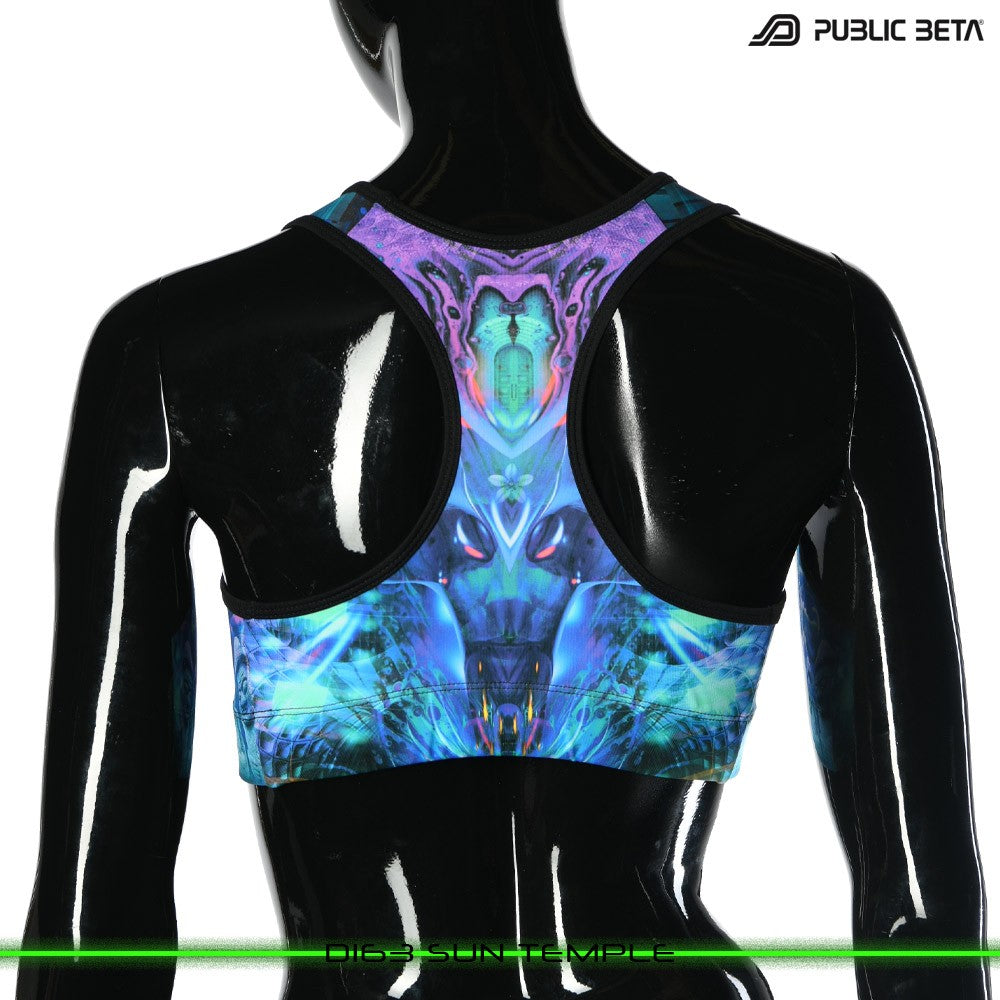 D163 Sun Temple Psychedelc Clothing for Psychedelic Yogis, UV Active prints by Public Beta Wear