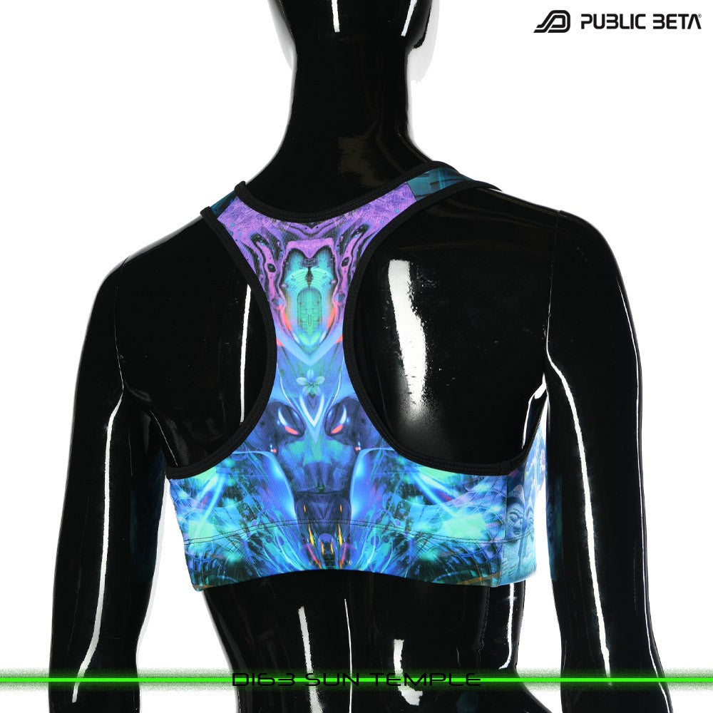 D163 Sun Temple Psychedelc Clothing for Psychedelic Yogis, UV Active prints by Public Beta Wear