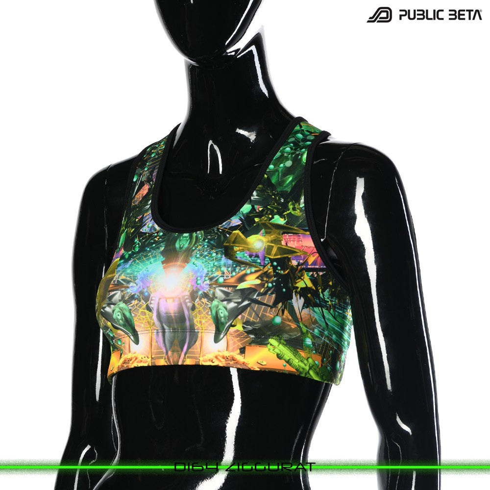 D164 Ziggurat Psychedelc Clothing for Psychedelic Yogis, UV Active prints by Public Beta Wear