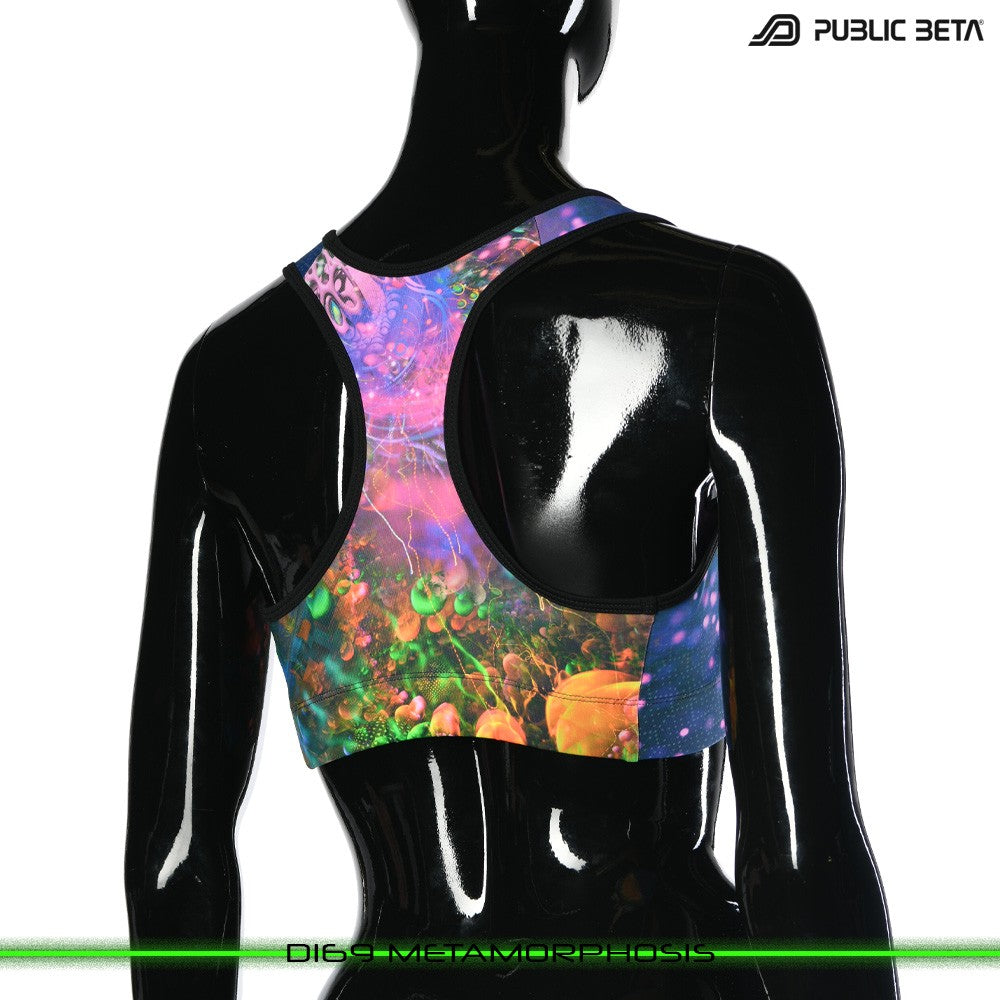 D169 Metamorphosis Psychedelc Clothing for Psychedelic Yogis, UV Active prints by Public Beta Wear