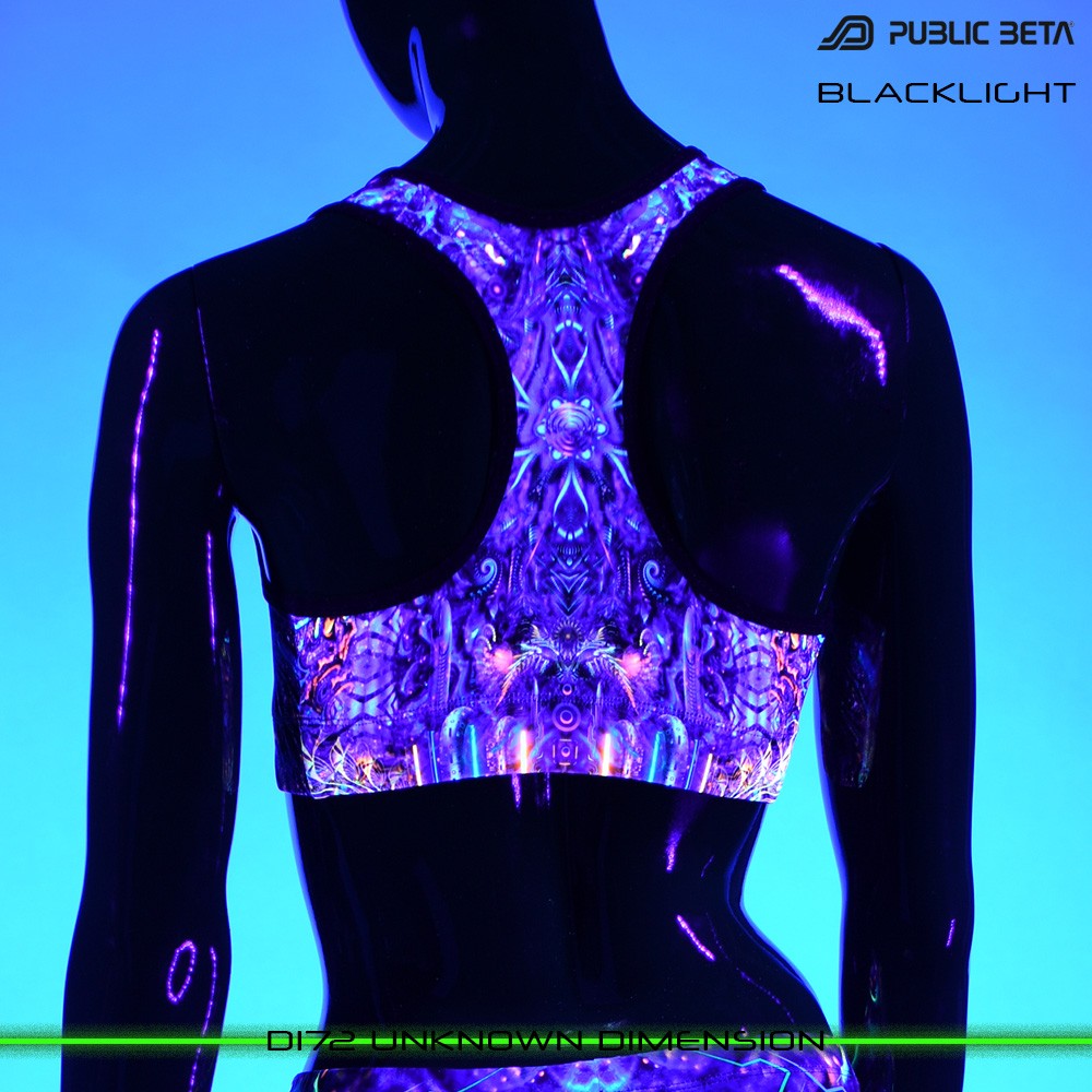 D172 Unknown Dimension Psychedelc Clothing for Psychedelic Yogis, UV Active prints by Public Beta Wear