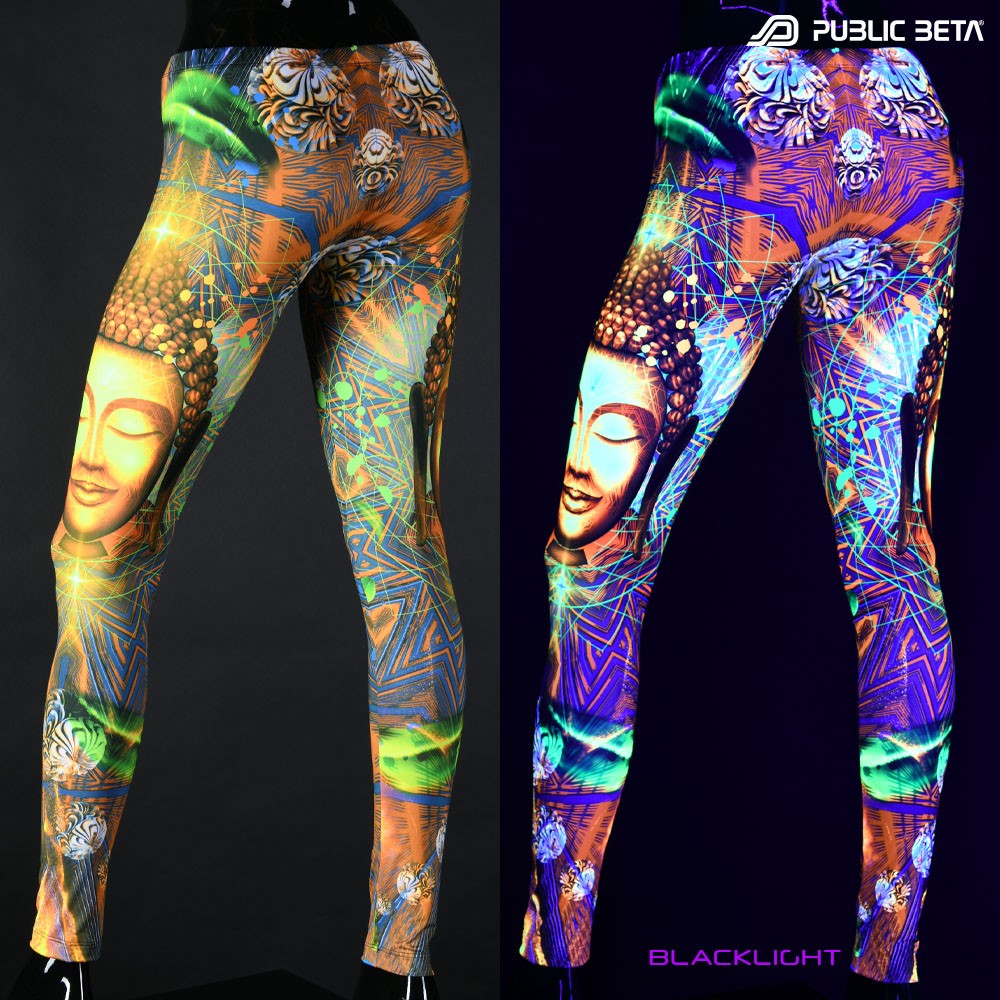Psychedelic pattern, Buddha printed blacklight psywear by Public Beta Wear