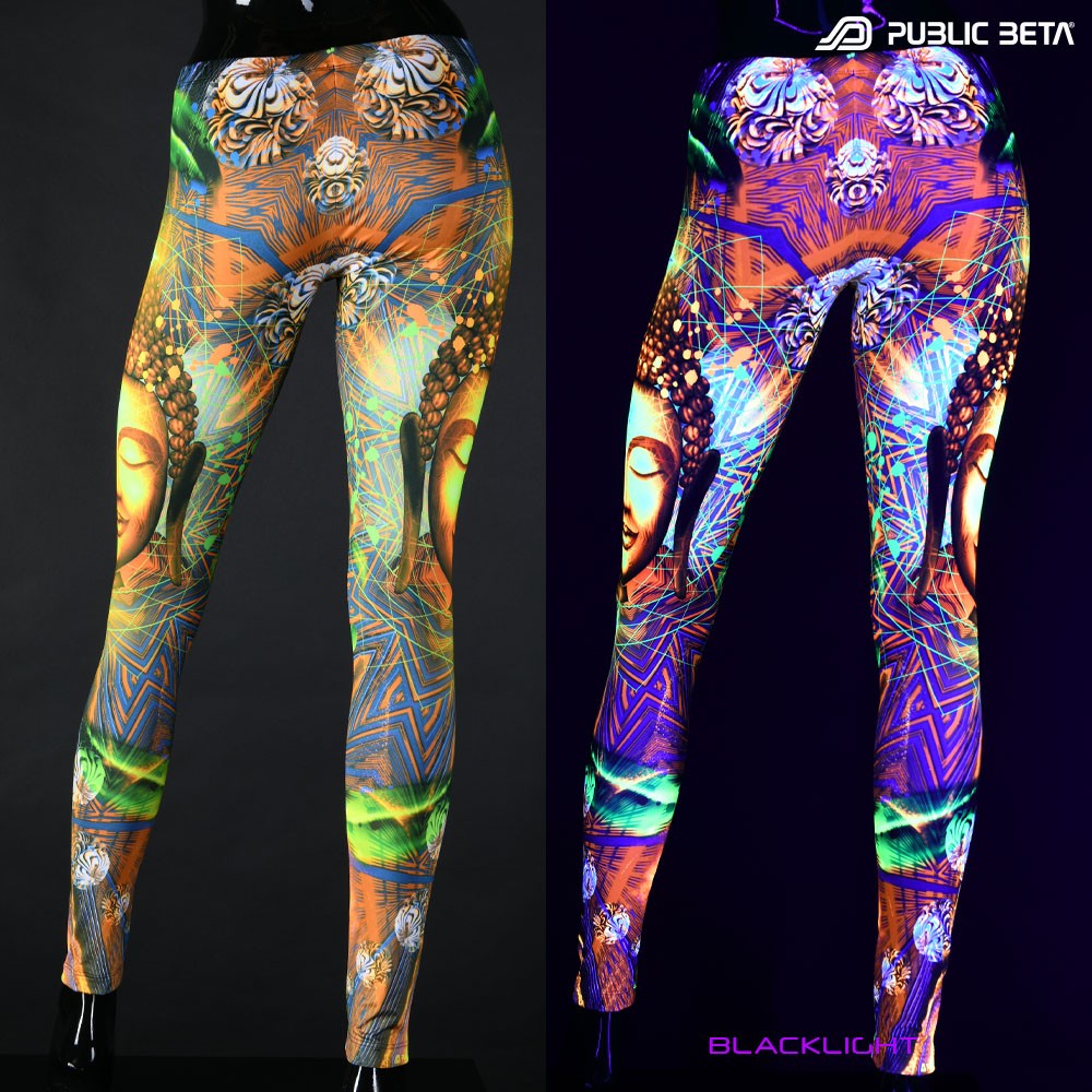 Psychedelic pattern, Buddha printed blacklight psywear by Public Beta Wear
