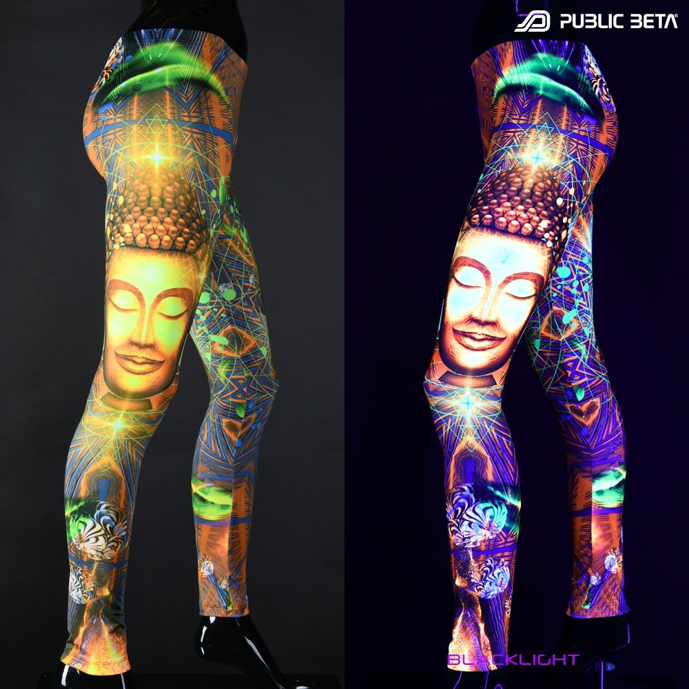 Psychedelic pattern, Buddha printed blacklight psywear by Public Beta Wear