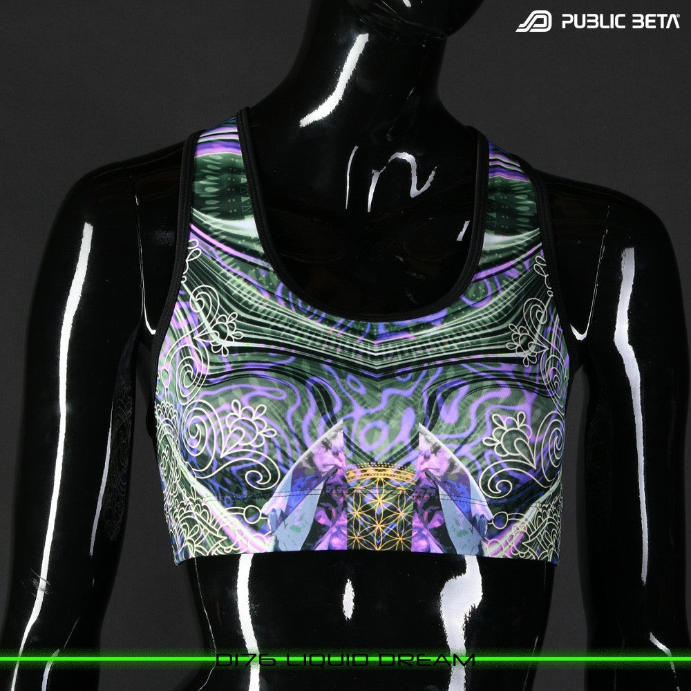 Public Beta Wear Liquid Dream Active Top Psytrance Blacklight Festival  Wear